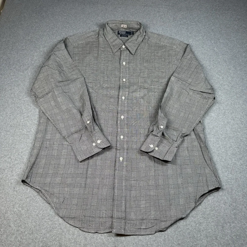 Vintage Polo Ralph Lauren Andrew Glen Plaid Shirt‎ 17 34/35~XL Y2K Monogram